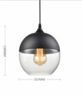 Hanglamp bolvormig - zwart/glas